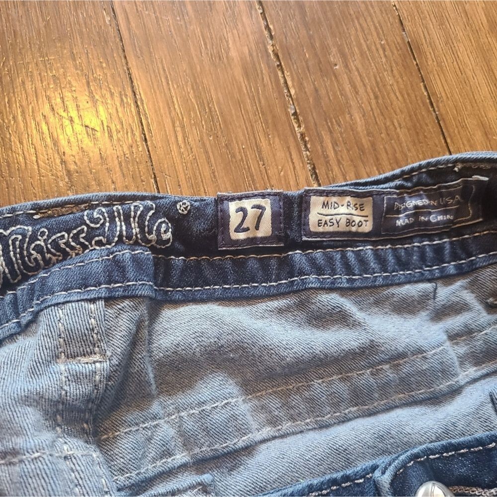 Miss ME women's Embroidered Back Pocket Jeans SIZE 27 Easy Boot Cut Midrise - Picture 5 of 8